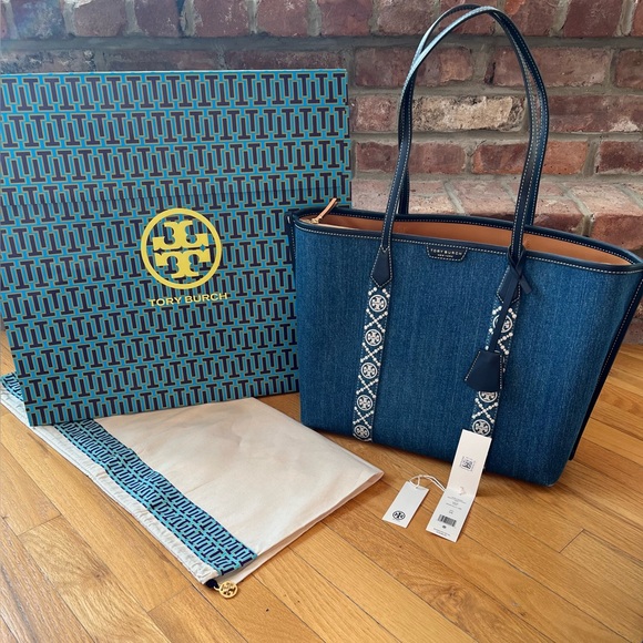 Tory Burch Handbags - Tory Burch Perry Denim Triple Compartment Tote